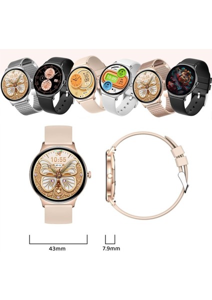 Realme 14 Pro Uyumlu Şık Kadın Akıllı Saat – Su Geçirmez, Yuvarlak Çelik Kasa, Metal Kordon indirimleri