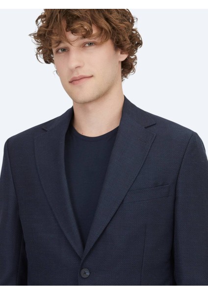 Açık Lacivert Düz Modern Fit Yün Karışımlı Ceket modelleri