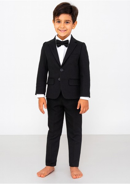 Çocuk Siyah Takım Elbise – 4 Parça (Ceket, Gömlek, Pantolon + Papyon) 5430