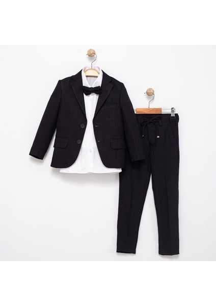 Çocuk Siyah Takım Elbise – 4 Parça (Ceket, Gömlek, Pantolon + Papyon) 5430 modelleri