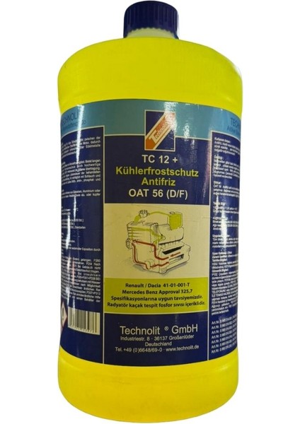 OAT Teknolojili Konsantre Antifriz Sarı Renault Ford Onaylı 3L