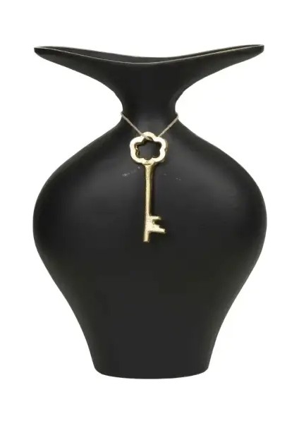 Vitale Metal Anahtarlı Siyah Vazo 8*26*35 cm AK.IU0483