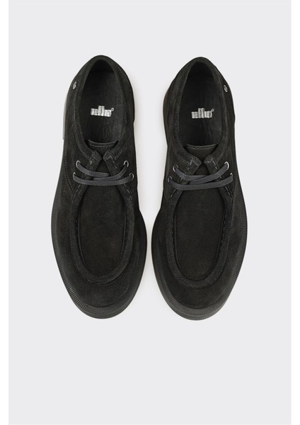 Siyah Deri Kadın Günlük Bağcıklı Ayakkabı fırsatları