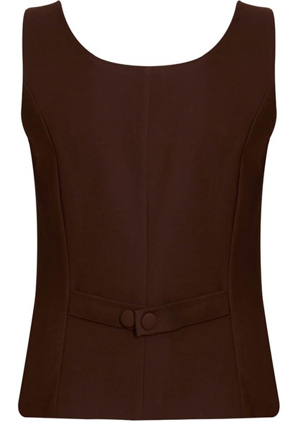 Kahverengi Astarsız Kare Yaka Yelek fiyatları