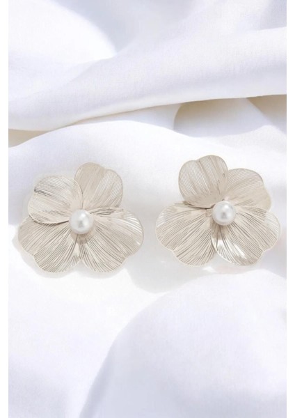 Gümüş Kaplama Leyla Incili Çiçek Çelik Küpe fiyatları