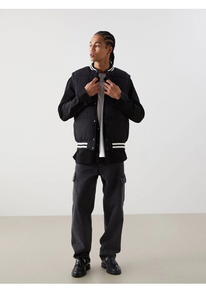 Xsıde Siyah Standart Kalıp Kolej Yaka Erkek Şişme Yelek fiyatları