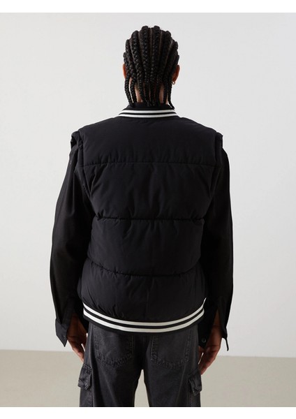 Xsıde Siyah Standart Kalıp Kolej Yaka Erkek Şişme Yelek indirimleri