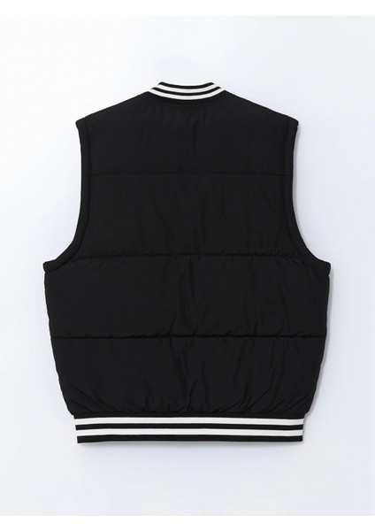 Xsıde Siyah Standart Kalıp Kolej Yaka Erkek Şişme Yelek