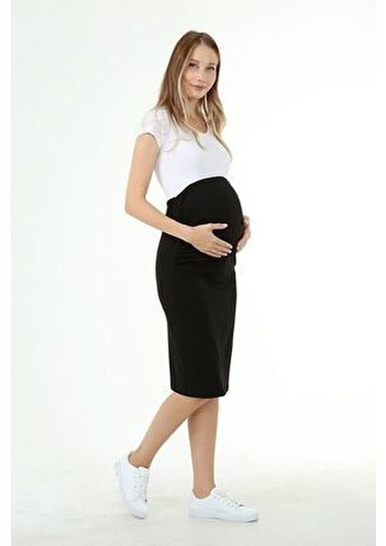 MYRA9040 Beli Ayarlanabilir Hamile Etek -Siyah fırsatları