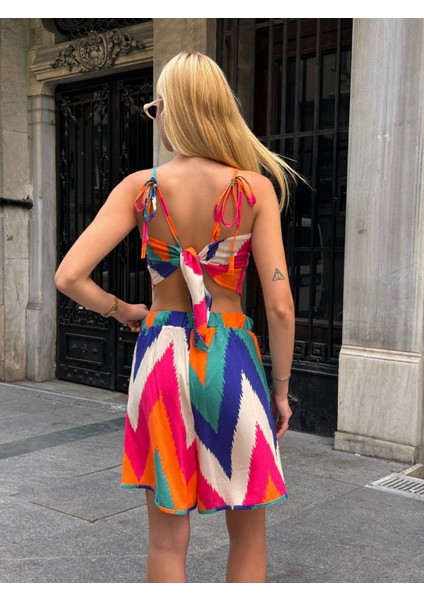 Kadın %100 Viskon Etek Şortlu Bluzlu Desenli Yazlık Spor Şık Rahat Kalıp Şort Alt Üst Takım modelleri