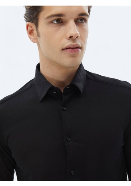 Siyah Düz Regular Fit Dokuma Casual %100 Pamuk Gömlek fırsatları