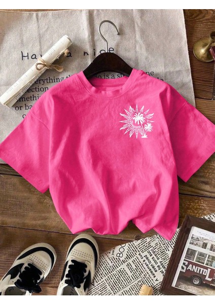 -Kadin Oversıze Forever Chasıng Sunsets Sırt Baskılı T-Shırt