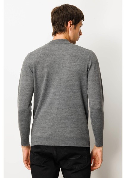 Erkek Yarım Balıkçı Yaka Önü Baklavalı Triko Kazak Füme modelleri