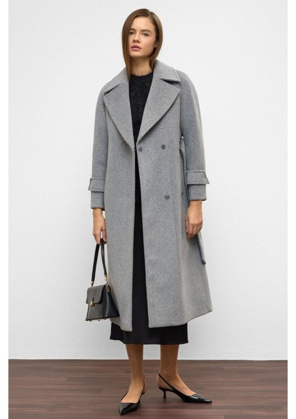 Reglan Kol Çıt Çıt Kapamalı Ara Boy Kaban A.gri 3145