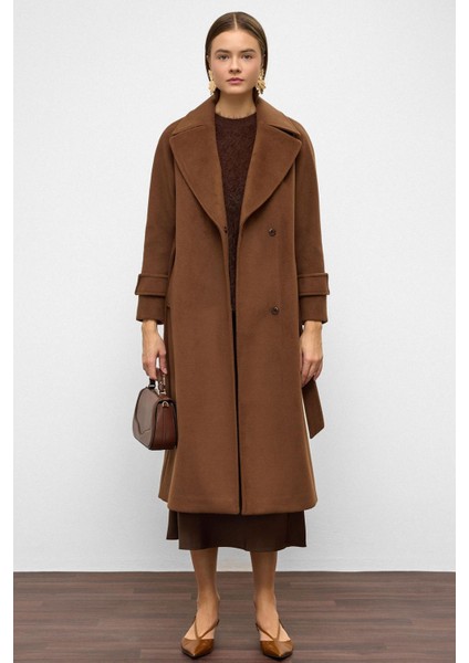 Reglan Kol Çıt Çıt Kapamalı Ara Boy Kaban Tütün 3145