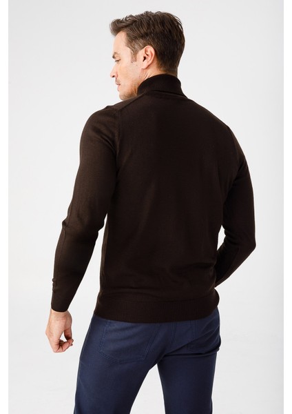 Erkek Basic Tam Balıkçı Ince Triko Kazak K.kahve indirimleri