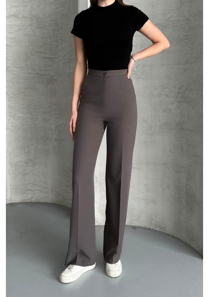 Kadın Yeni Sezon Yüksek Bel Klasik Antrasit Kumaş Pantolon Antrasit / L