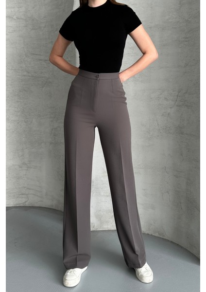 Kadın Yeni Sezon Yüksek Bel Klasik Antrasit Kumaş Pantolon Antrasit / L indirimleri