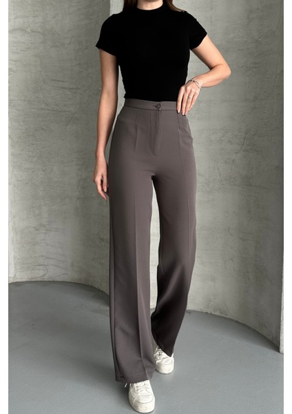 Kadın Yeni Sezon Yüksek Bel Klasik Antrasit Kumaş Pantolon Antrasit / L