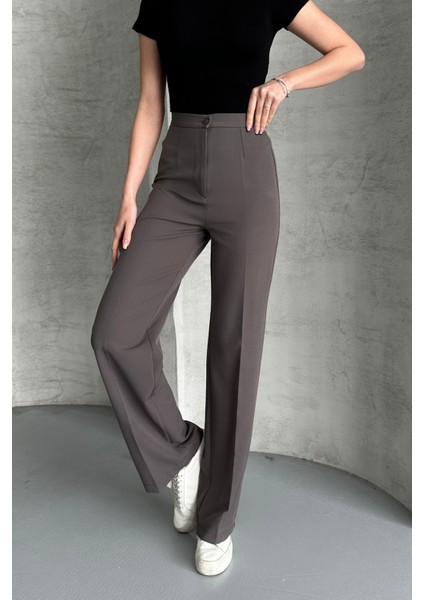 Kadın Yeni Sezon Yüksek Bel Klasik Antrasit Kumaş Pantolon Antrasit / L