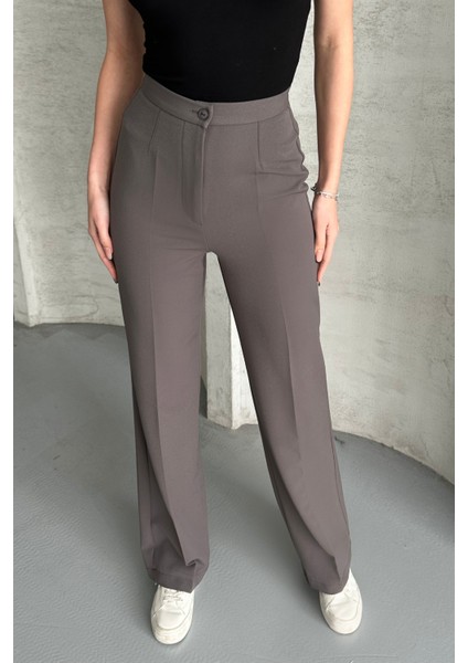 Kadın Yeni Sezon Yüksek Bel Klasik Antrasit Kumaş Pantolon Antrasit / L