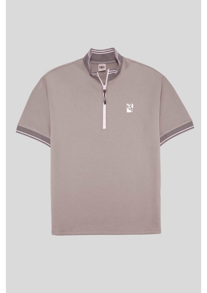 Dik Yaka Pamuklu Regular Fit Erkek T-Shirt