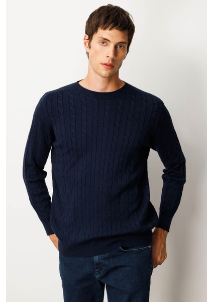 Erkek Sıfır Yaka Saç Örgülü Kazak K.lacivert fırsatları