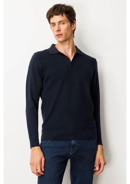 Erkek Polo Yaka Önü Baklavalı Triko Kazak K.lacivert fiyatları