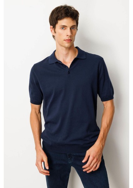 Erkek Polo Yaka %100 Pamuk Kısa Kol Ince Triko Lacivert fiyatları
