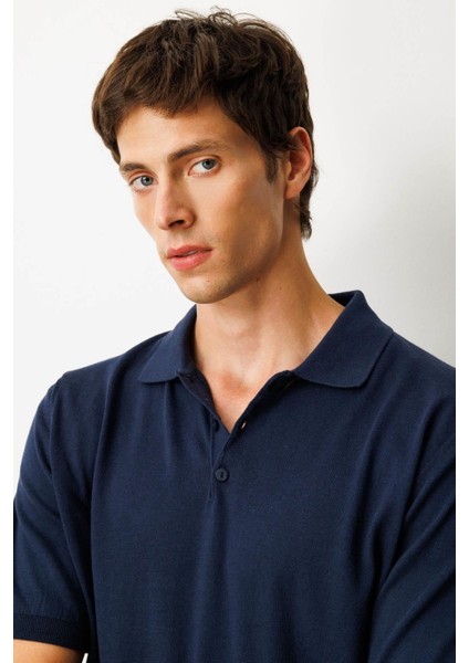 Erkek Polo Yaka %100 Pamuk Kısa Kol Ince Triko Lacivert fırsatları