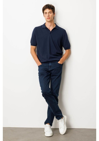 Erkek Polo Yaka %100 Pamuk Kısa Kol Ince Triko Lacivert indirimleri