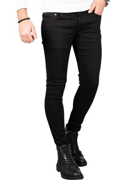 Erkek Tom Slim Siyah Keten Pantolon 271