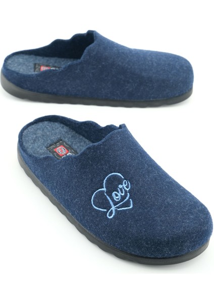 Kadın Kışlık Nakışlı Kalpli Tasarım Rahat Taban Ev Bahçe Terlik