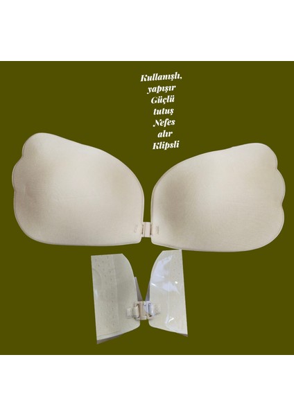 Yapışkanlı Sütyen, Görünmez Askısız ve Sırtsız -Dikişsiz Sütyen, Etkili Önden Klipsli-A Beden-Ten fırsatları