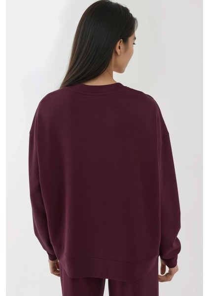 Kadın Modal Touch Basic Sweatshirt Bordo Kırmızı fırsatları