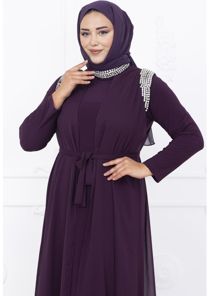 Zambak Abiye Elbise Mürdüm