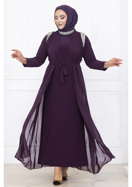 Zambak Abiye Elbise Mürdüm