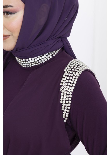 Zambak Abiye Elbise Mürdüm