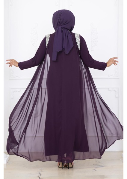 Zambak Abiye Elbise Mürdüm