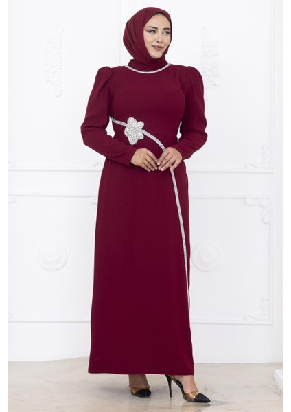 Zühre Tesettür Abiye Bordo
