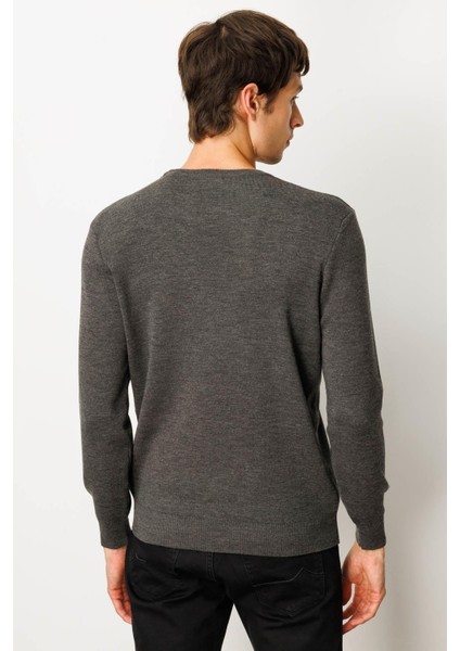 Erkek Sıfır Yaka Çelik Örgü Yün Kazak K.füme modelleri