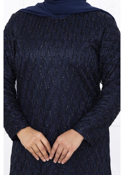 Mahi Dantel Abiye Elbise Lacivert