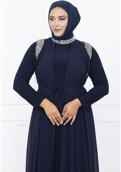 Zambak Abiye Elbise Lacivert