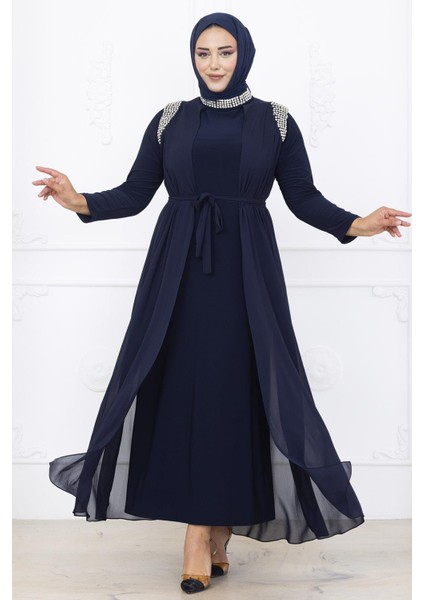 Zambak Abiye Elbise Lacivert