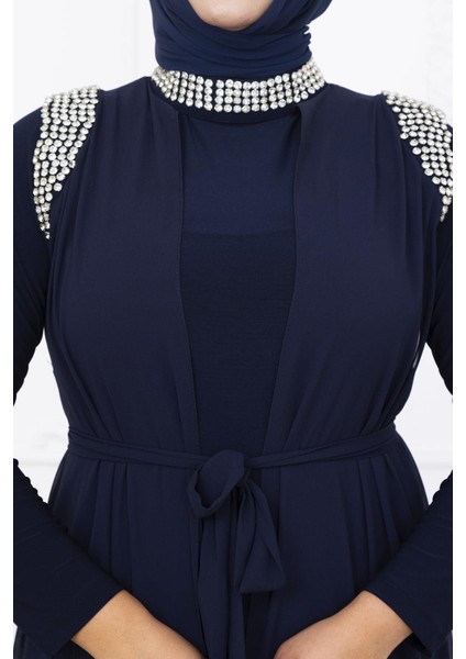 Zambak Abiye Elbise Lacivert