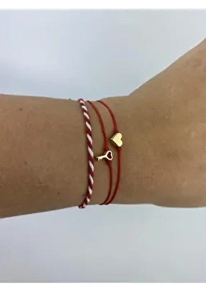 Marteniçka, Kalp ve Kalpli Anahtar 3^lü Bileklik Set