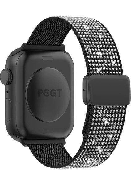 Lüks Sparkle Elmas Manyetik Kayış Apple Watch 1/2/3/4/5/6/se/7/8/9 38/40/41MM -S10(42MM) Kumaş Taşlı