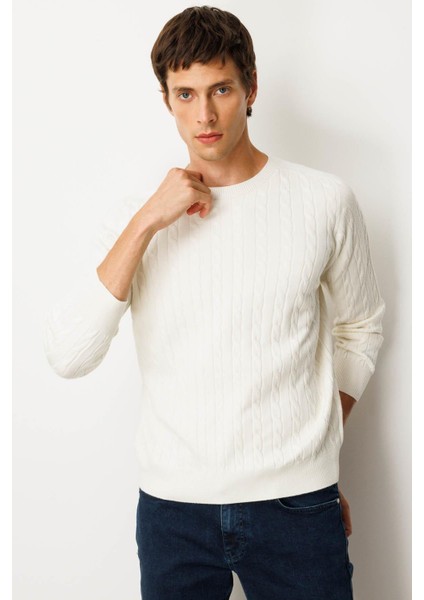 Erkek Sıfır Yaka Saç Örgülü Kazak Kemik fırsatları