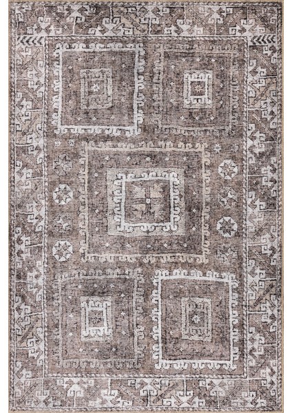 Stonart Eskitme Vintage Desenli Kahverengi Otantik Yıkanabilir Şönil Halı Al 460 fiyatları