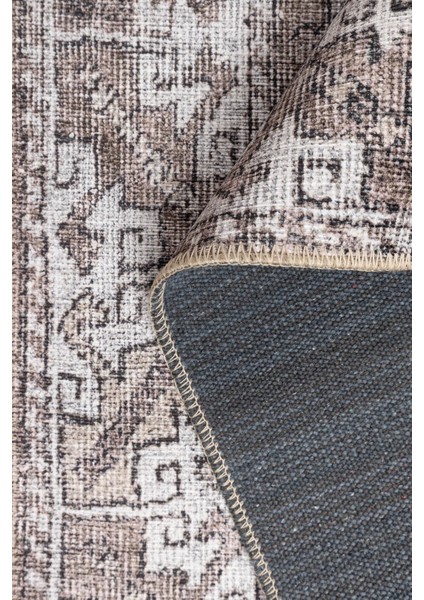 Stonart Eskitme Vintage Desenli Kahverengi Otantik Yıkanabilir Şönil Halı Al 460 indirimleri